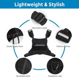 flintronic Outdoor Chest Bag, Lightweight Chest, Security Travel Pouch, Vest Chest Bags, Sport Chest Pocket Bag Adjustable Belt, for Outdoors Workout Hiking Men Women