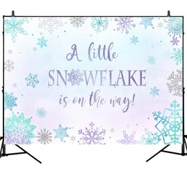 Mocsicka Winter Baby Shower Backdrop Snowflake is On The Way Background Winter Wonderland Snowflake Purple Blue Background 7X5ft Winter Baby Party Banner Decoration Photo Studio Props