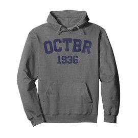 October - Vintage 1936 89th Birthday Retro 89 Years Old Pullover Hoodie