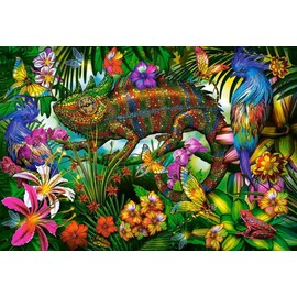 CASTORLAND 1500 Piece Jigsaw Puzzles, Color Competition, Chameleon, Animal Puzzles, Colorful Flowers, Adult Puzzle, Castorland C-152162-2