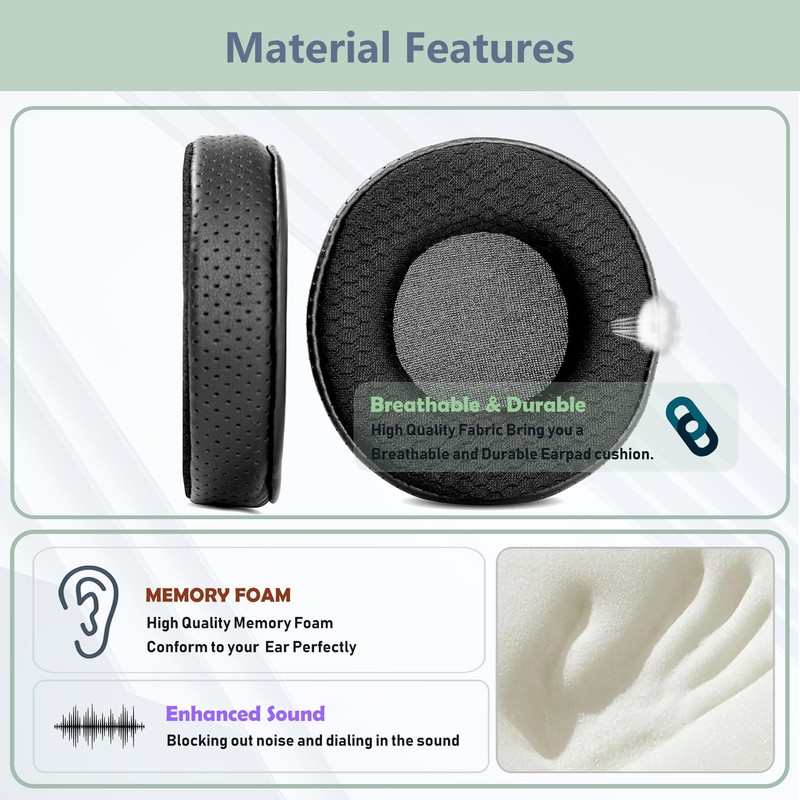 XRHTONG Breathable Ear Pads Replacement Compatible with Skullcandy Grind Bluetooth