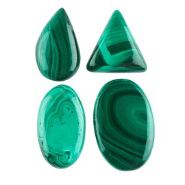 4pcs Premium Natural Malachite Gemstones Wholesale AAA Grade Cabochons, Energy Positive Stones, Polished Bulk Lot, DIY Jewelry Making, Chakra Healing Crystals
