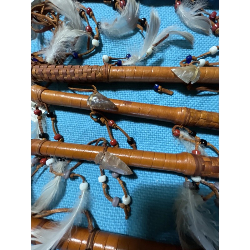 1 ONE Navajo talking stick 14" w/dangle beads & Stone