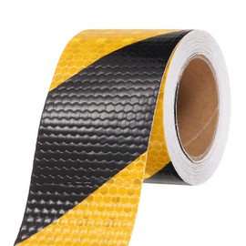 MECCANIXITY Reflective Tape, 2 Inch x 16 ft Warning Safety Sticker Night Reflectors Self-Adhesive Trailer Reflector Twill Tape for Cars Trucks Trailer, Yellow Black