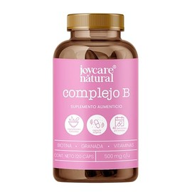 JOYCARE NATURAL Complejo B Suplemento Alimenticio Biotina Granda en Cápsula Vitamina B12 Ingredientes Naturales Vegano  Presentación Individual, 120  