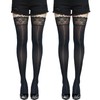 Silver & Style Thigh High Stockings, Glossy Lace, Anti-Slip, Long,