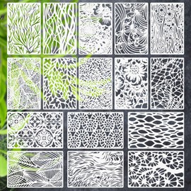 BUZIFU Pack of 16 Leaf Leaves Stencil Reusable Plant Stencils Hebterrka Stencils Set for Wall Design Stencils for Crafts Flowers Painting Stencil for Painting Wood Wall Decoration