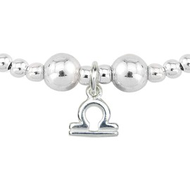 TRINK Brand Libra Zodiac Astrological Star Sign Sterling Silver Birthday Beaded Charm Bracelet