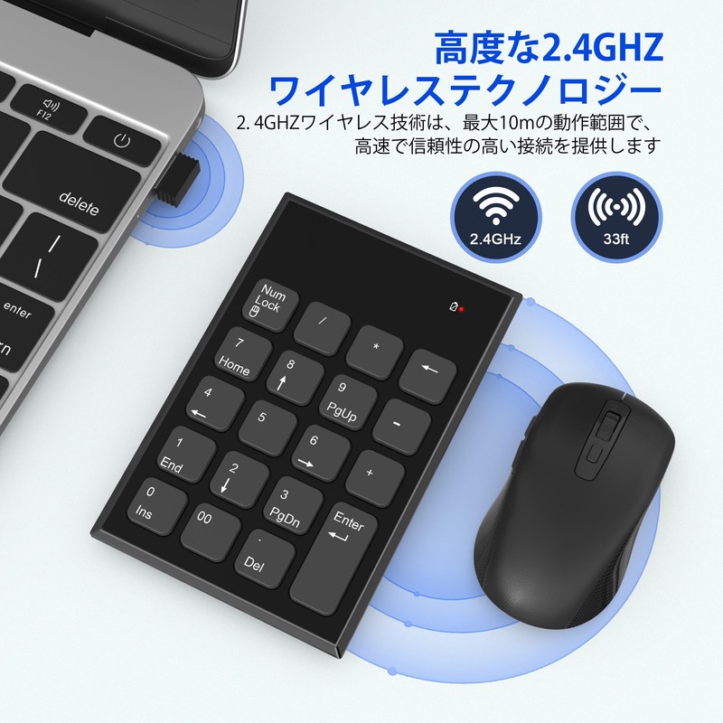 Wireless Numeric Keypad Mouse Set, 19 Keys 2.4G Numeric Numeric