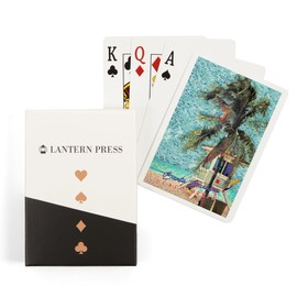 Lantern Press Santa Barbara, California, Beach and Lifeguard Shack, Van Gogh Style (52 Playing Cards, Poker Size Card Deck with Jokers)