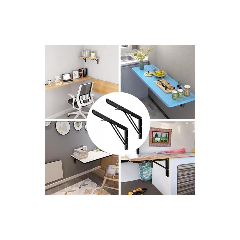 Escuadra Metálica Plegable de Pared, Ménsulas Reforzadas, Soporte Abatible Plegable
