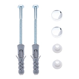 Toilet Pan Floor Fixing Kit With Coach Screws, Plastic Plugs and Silver Caps,10x80mm Standard WC Bolts, Bathroom Fitting Anchors Replacement for Pan Bidet Wash Basin Sanitary Repair set of 2 pcs