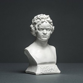 Alex Agwanjan Beethoven Sculpture Made of High-Quality Zellan, Handmade, Made in Germany, Bust in White, 12 cm