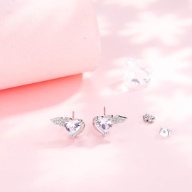 Micory Ohrringe Silber 925,Hypoallergene Herz Engelsflügel Damen Ohrstecke für Schmuck Geschenke Frauen Mama Freundin