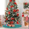 ATTX Teal Moroccan with Gold Line Christmas Tree Skirt 47.2