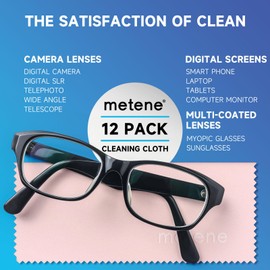 Metene 12 Pack Microfiber Cleaning Cloth (6 "x7"), Individually Wrapped and Equipped with a Storage Box | Microfiber Cloth for Glasses, Screens, Camera Lens and More(Pink)