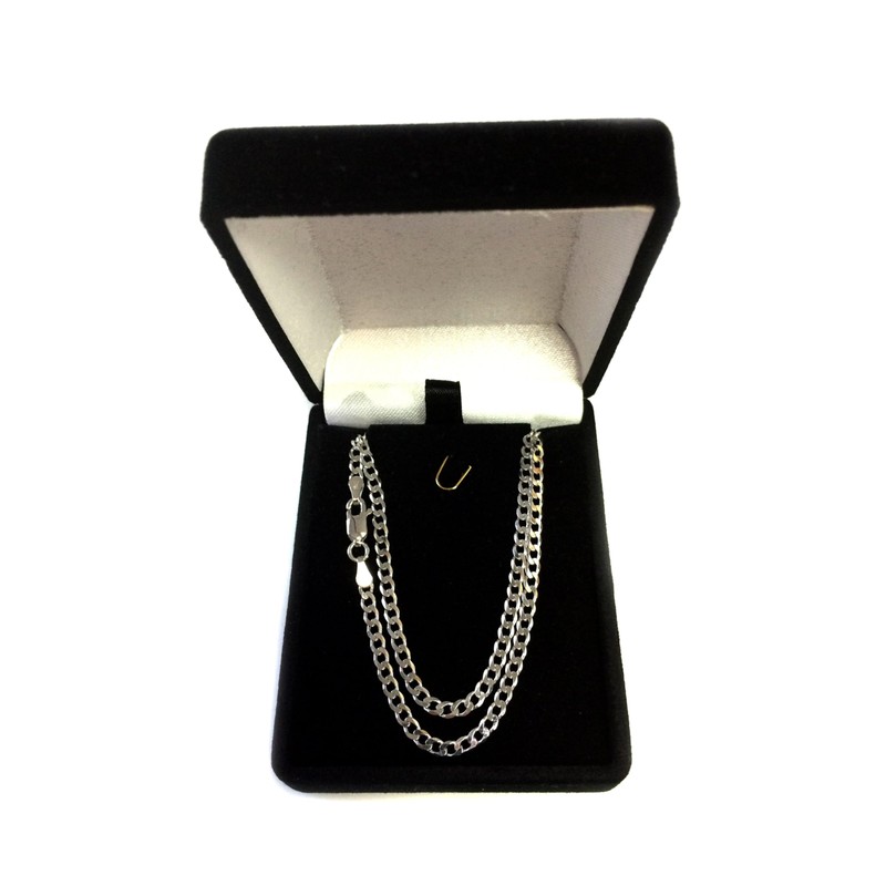 Sterling Silver Rhodium Plated Curb Chain Necklace, 3.0mm, 20"