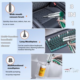 FFFauto Cordless Car Vacuum 14000PA 3 in 1 Brushless Motor Handheld Vacuum Strong Suction Portable Vacuum Cleaner Mini Wireless Vacuum Car Accessories