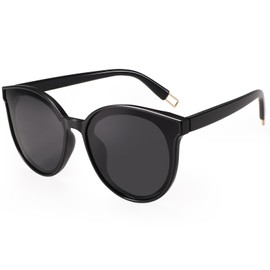 Dollger Polarized Oversized Sunglasses for Mens Womens Trendy Cateye Sun Glassses Designer Retro Ladies Sunglasses with UV Protection Black