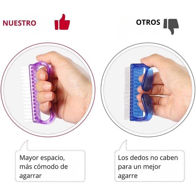 Wzenclave Cepillo de dedos de mango para 4 uñas limpias,