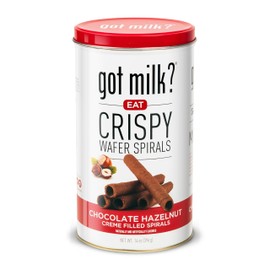 got milk? Wafer Spirals, Chocolate Hazelnut, 14 Oz. Tin with 36 Rolls, Delicious Rolled Wafer Rolls with Filling, Hazelnut Wafer Cookies for Dessert or Snack, Retail Pack