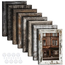 Bagous 4x6 Picture Frames Set of 8, Vintage Rustic Farmhouse Industrial Style Photo Frames, High Definition Real Glass, for Tabletop or Wall Hanging
