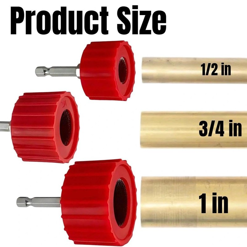 Drill Copper Pipe Cleaner 1/2", 3/4", 1" – Plumbing Tools,