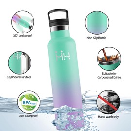 Vikaster Water Bottle, Thermos Flask, 1 Litre, BPA-Free Drinking Bottle, Thermos Bottle with Straw, Drinking Bottle for School, Fitness, Bike, Sports, Camping, Outdoor