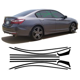 Window Trim Chrome Delete Blackout Precut Vinyl Wrap Overlay Kit Compatible with and Fits Accord Sedan 2013 2014 2015 2016 2017 - Chrome Dark Black Grey