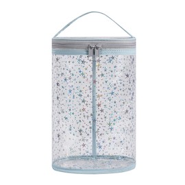 RSRSLEII Clear Star Lotion Cylinder Bag for Toiletry,Waterproof PVC Sunscreen Travel Makeup Bag,Top Handle Cosmetic Bag Gift for Beach and Pool(02Light Blue)