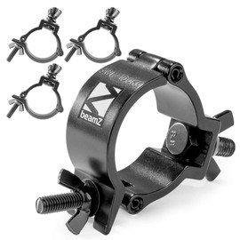 beamz BC50B-100 Half Coupler Slimline Lighting Truss Clamps, 100kg, Black - 4 Pack | High-Strength Aluminium Stage Lighting Clamps, Suitable for 48-51mm Diameter Truss Tubes