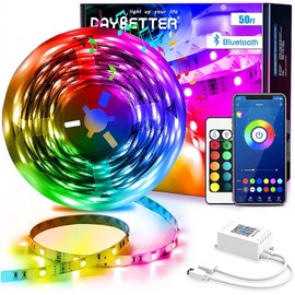 DAYBETTER LED Strip 15M, led band 5050 RGB LED Streifen Bluetooth App-Steuerung LED Lichterkette Musik-Sync mit Fernbedienung für Schlafzimmer, Küche, Wohnzimmer und TV