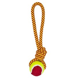 Fancy Pets Juguete Jaladera con Pelota para Perro Mediano de Cuerda Tejida Resistente 32 cm