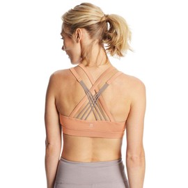 C9 Champion Women's Medium Support Compression Strappy Back Cami Bra, Spiced Almond Pink, L
