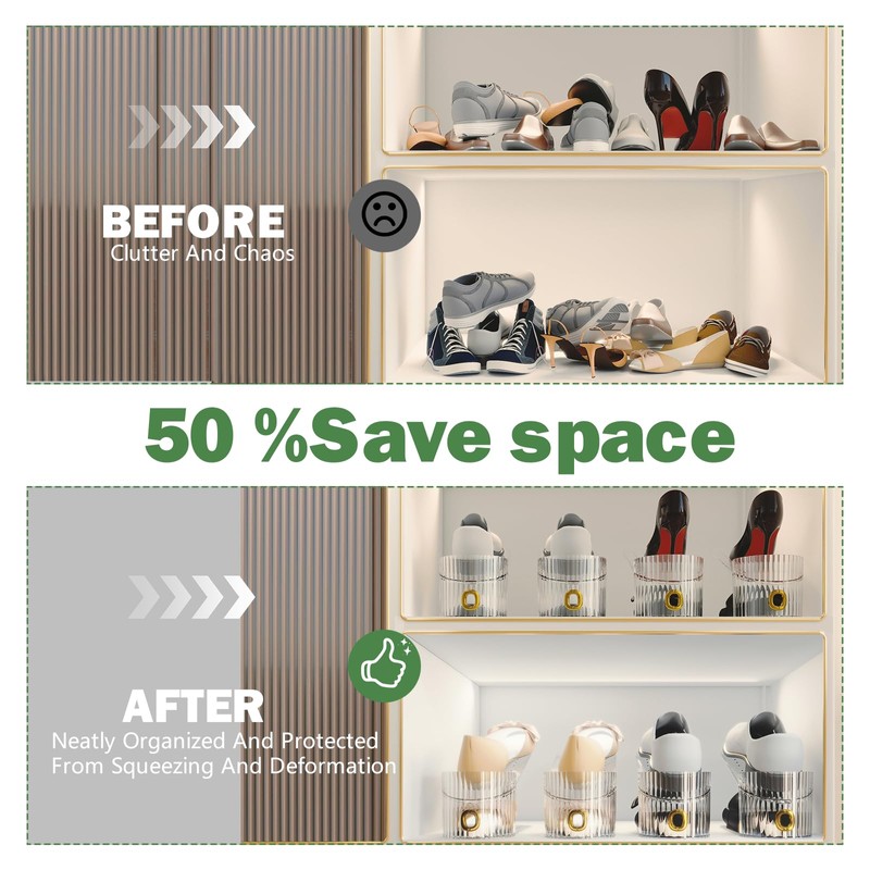PureSprout Shoe Slot Organizer,Adjustable Shoe Stacker for a Pair of