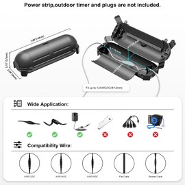 Iwillink 6 Pack Outdoor Extension Cord Safety Cover with Waterproof Protector Seal, Weatherproof Electrical Connection Box for Outdoor Outlet, Plug, Christmas Decoration, Black
