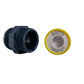 PVC Double Nipple with Male Thread and Teflon Tape for Fine Thread (2 Inches)