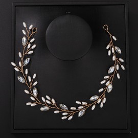 Teyglen Bridal Wedding Hair Vine Pearl and Crystal Headband Handmade Red Blue Black Crystal Pearl Hair Pieces Wedding Hair Accessories for Women Prom Festival Headpieces (Mint Blue)