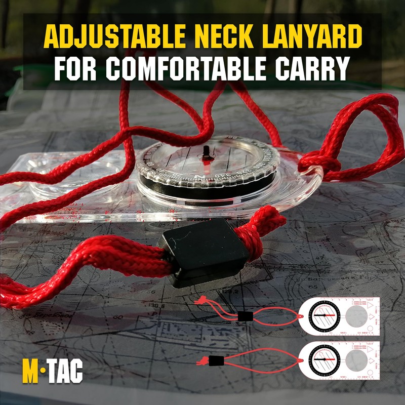 M‑Tac Liquid Filled Baseplate Compass – Glow‑in‑Dark Orienteering/Map‑Reading Compass for