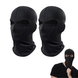 SEFIRST Pack of 2 Balaclava with 2 Holes, Motorcycle Face Cover, Ski Mask, Neck Gaiter for Men and Women, Cooling Balaclava, UV Protection, Breathable Mask for Cycling Sports, One Size (Black)