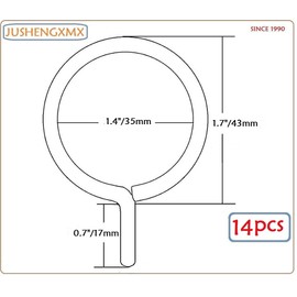 Curtain Rings with Eyelet - 1.7" Metal Ring for Curtain Hook Pins 14Pcs-Black