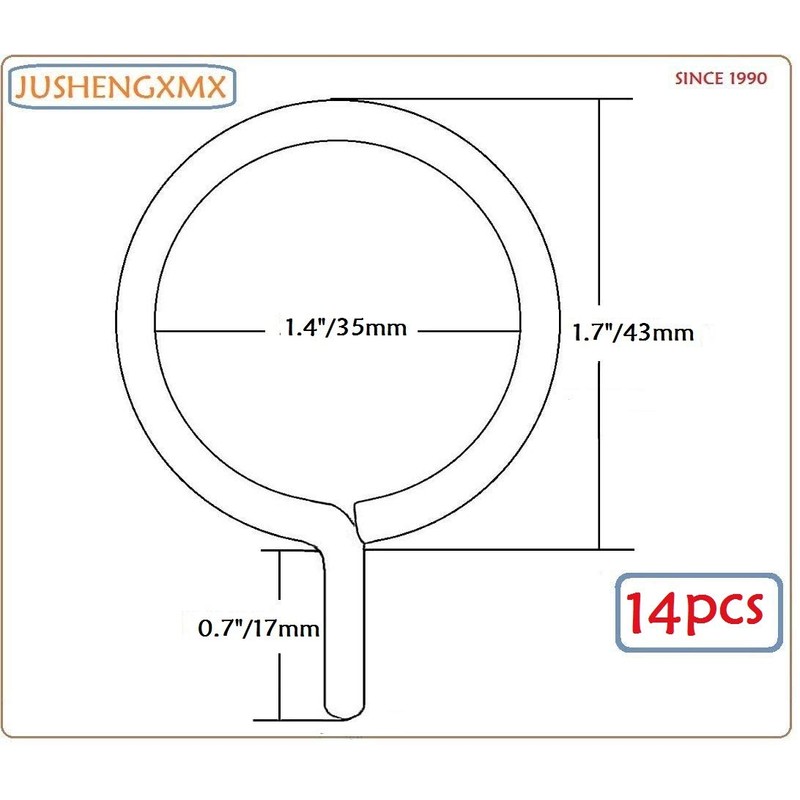 Curtain Rings with Eyelet - 1.7" Metal Ring for Curtain