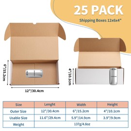 ZBEIVAN 12x6x4 White Shipping Boxes Set of 25, Corrugated Cardboard Mailer Boxes for Packaging Small Business Mailing Gifts