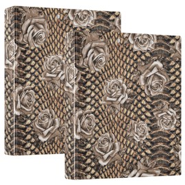 ALAZA Rose Flower Snake Skin Print 3 Ring Binder 1.5 Inch Three Ring Office Binders w/clipboard & 3 Pockets, Hold 200 Sheets, 1pc