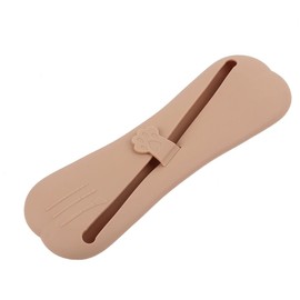 Silicone Travel Makeup Brush Holder with Anti-fall Straps, Make Up Organizer Bag Case,Cosmetic Pouch,Toiletry Organizer Portable Travel Brush Clean (Khaki)