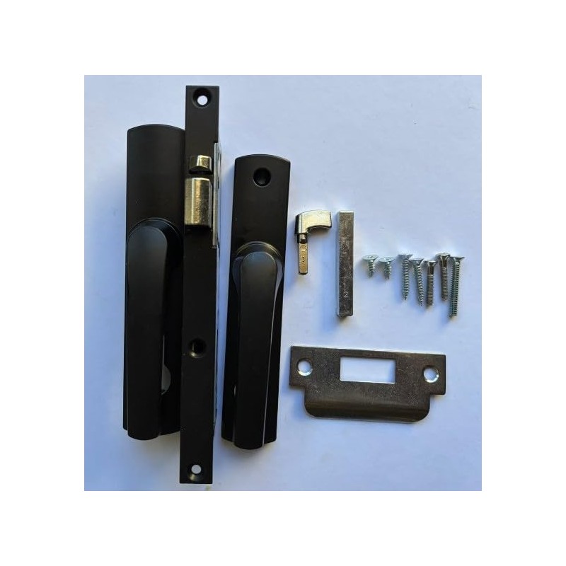Security Screen Door Lock Hinged Black - Without Cylinder