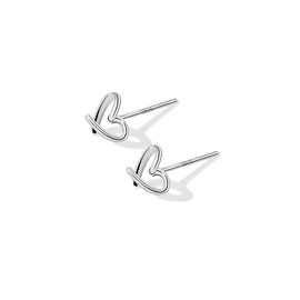YAXUN 925 Sterling Silver Heart Stud Earrings Fashion Jewellery For Women and Girls