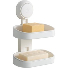 Soap plate of soap racks, shower double -layer wall -mounted rhodiably -free drilling self -drain, removable, soap sponge frame Shower bathroom bathroom kitchen - Colour: blue