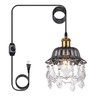 cloylinc Hanging Light Grey Glass Swag Light with 14.7 Ft