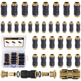 CheeMuii 32 PCS DOT Air Line Fittings 1/4" 3/8" 1/2" DOT Push Lock Air Fittings Brass and Plastic Straight Unions Quick Connect Air Hose Fittings Repair Kit